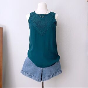 Emerald Green Lace Flowy Top